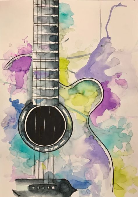 Music Art Drawing Creative Design Inspiration, Music Sketch, Musical Instruments Drawing, Paint Patterns, Social Media Drawings, Music Drawings, Props Art, Guitar Painting, Music Painting