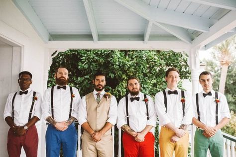 Fall Fiesta Inspired Wedding at The Barkley House Mexican Themed Weddings Groomsmen, Multicolor Groomsmen Attire, Groomsmen Attire Colorful, Colourful Groomsmen, Groomsmen Summer Wedding, Rainbow Groomsmen, Mexican Groomsmen, Colorful Groomsmen Attire, Colorful Groomsmen