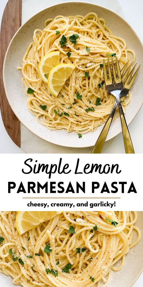 Simple Lemon Parmesan Pasta is an easy and light recipe, perfect for a springtime dinner! Loaded with grated parmesan cheese, fresh lemon juice, and lots and lots of garlic … this flavorful pasta is great on its own, as a side dish, or with added protein. Creamy, cheesy, and delicious! Lemon Garlic Parmesan Pasta, Pasta With Parmesan Cheese, Pasta With Lemon Sauce, Lemon Parmesan Pasta, Lemon Pasta Recipes, Garlic Parmesan Pasta, Lemon Garlic Pasta, Draw Eyebrows, Light Pasta