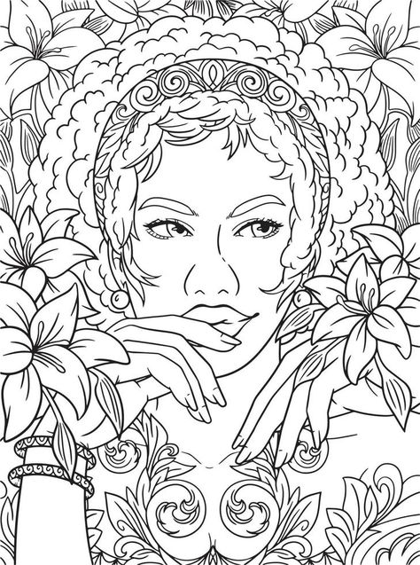 Portrait Coloring Pages, Elegant Portrait, Inspiring Women, Mandala Drawing, Stock Photography Free, Creative Hobbies, Inspirational Women, Mandala Art, Adult Coloring Pages