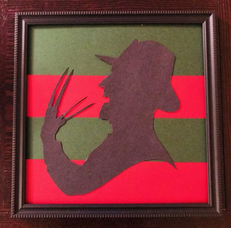 Freddy Krueger Painted Rocks, Freddy Krueger Painting Easy, Freddy Krueger Painting, Freddy Krueger Pictures, Freddy Krueger Drawing, Freddy Krueger Art, Halloween Canvas Art, Silhouette Pictures, Dream Master