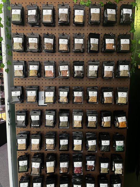 Choose from a wide selection of small herbal blends. Offering a wide selection of options for your crafting needs.  Organic and food safe dried herbs, spices, roots and flowers.  Choose as many as you would like! Available in store and online. Apothecary Store, Herbalist Shop, Sustainable Store, Apothecary Design, Herb Drying, Apothecary Shop, Herbal Shop, Herbal Store, Magic Store