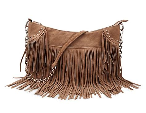 Fringe Crossbody Bag, Hobo Crossbody Bag, Fringe Purse, Body Chains, Satchel Purse, Trendy Accessories, Chain Shoulder Bag, Stylish Bag, Leather Hobo