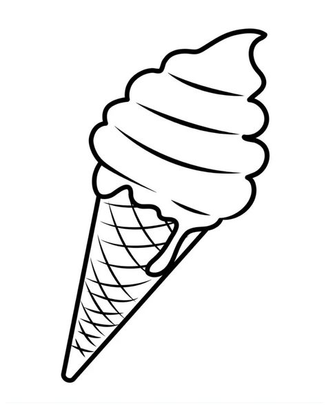 Drawing Ideas Ice Cream, Ice Cream Clipart Black And White, Ice Cream Cartoon Drawing, Gelato Drawing, Ice Cream Black And White, Coloring Sketches, Ice Cream Outline, Ice Cream Sketch, Ice Cream Printable