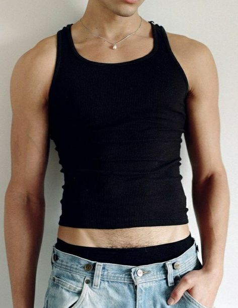 Men In Crop Tops Aesthetic, Cross Top Outfit, Maximalist Outfit, Black Shorts Outfit, Mens Crop Top, Fits Aesthetic, Androgynous Fashion, Men Fashion Casual Outfits, Retro Outfits