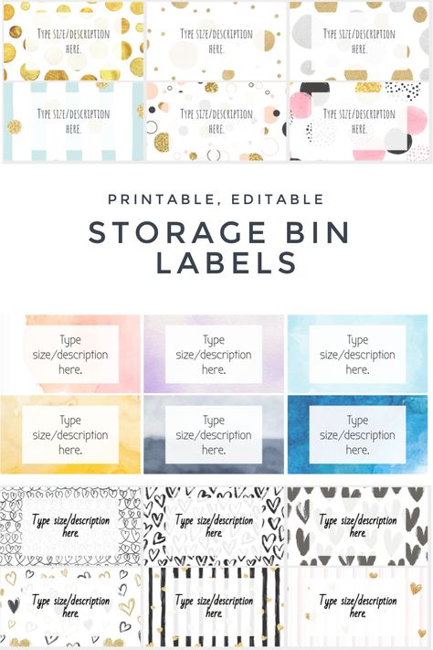 Baby clothes storage labels: Free printable, customizable labels: Download, edit, and print one of three designs: Dots, hearts, or watercolor. Use to label baby clothes storage bins. Storage Labels Printable, Baby Bath Time Essentials, Labels Free Printable, Best Christmas Books, Storing Baby Clothes, Baby Clothes Storage, Customizable Labels, Bin Labels, Storage Labels