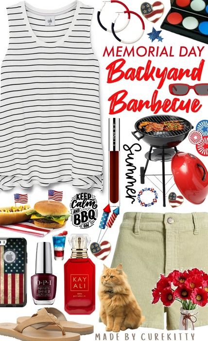 Memorial Day Backyard Barbeque! Outfit | ShopLook Barbeque Party Outfit, Barbeque Outfit, Bbq Quotes, Blue Eyeshadow Palette, Barbeque Party, Backyard Barbeque, Clinique Pop, Blue Drinks, Holiday Party Fashion