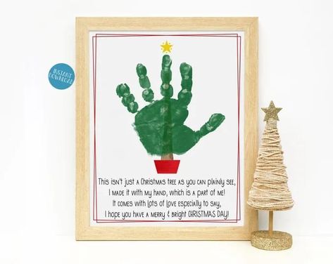 Christmas Tree Handprint, Tree Handprint, Hand Print Tree, Christmas Handprint Crafts, Handprint Gifts, Handprint Christmas, Nursery Activities, Christmas Poems, Handprint Craft