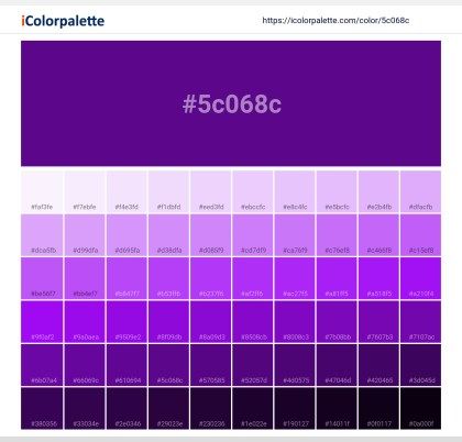 Pantone 2597 C Color | Hex color Code #5C068C information | Hsl | Rgb | Pantone Purple Color Chart, Pantone Color Book, Space Information, Color Palette From Image, Pantone Color Chart, Royal Purple Color, Hexadecimal Color, Hex Color, Orange Color Palettes