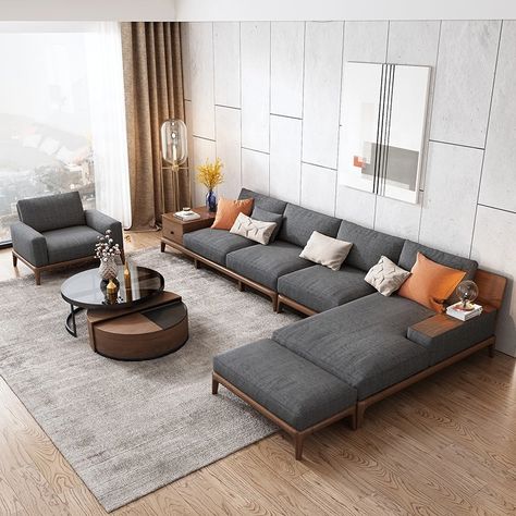 L Shaped Sofa Designs, Green Sofa Living Room, Corner Sofa Living Room, Luxury Sofa Living Room, Sofa Design Wood, Luxury Sofa Design, Wooden Sofa Set Designs, Corner Sofa Design, Minimalist Sofa