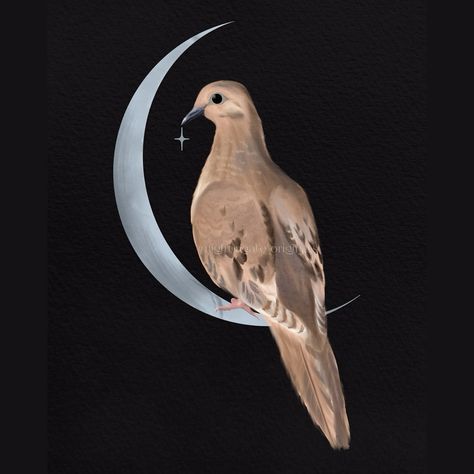 Mourning Dove 🕊️ They symbolize peace, hope and love. I’m an indoor human, but if you find me outside, chances are I’m listening to the cicadas and the mourning doves all summer long 🌞 . . #mourningdove #crescentmoon #birdsong #darkcottagecore #forestcore Dark Dove Aesthetic, Dove Aesthetic Bird, Crow And Dove, Doves Aesthetic, Dove Aesthetic, Morning Dove, Witchy Tattoos, Dove Flying, Dove Images