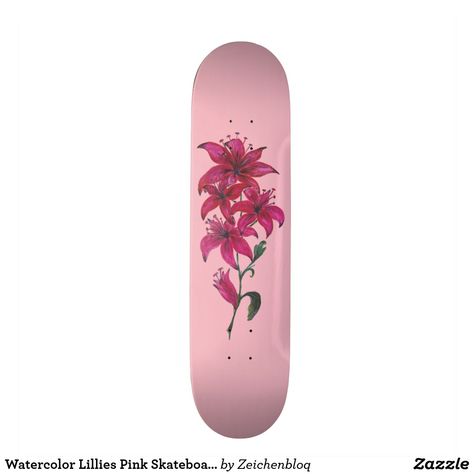 Flower Skateboard, Pink Skateboard, Skateboard Aesthetic Design, Longboard Aesthetic, Skateboard Shelves, Painted Skateboard, Skateboard Aesthetic, Skateboard Wall Art, Longboard Design