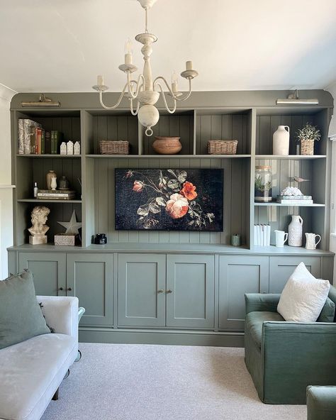 Kate Murnane, Built In Cabinets Living Room, Living Room Built In Cabinets, Built In Wall Units, Long Living Room, Built In Shelves Living Room, Living Room Wall Units, Full Bathroom Remodel, Living Tv