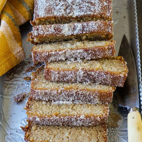 Apple Cider Doughnut Loaf Cake Apple Cider Loaf Cake, Apple Cider Doughnut, Snacking Cake, Homemade Doughnuts, Homemade Foods, Loaf Cakes, Spiced Apple Cider, Biscuit Rolls, Warm Cake