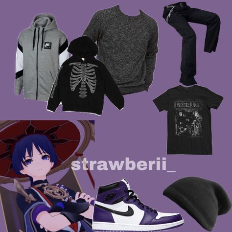 Scaramouche Inspired Outfit, Genshin Modern, Genshin Cosplay, Goth Stuff, Anime Inspired Outfits, Casual Cosplay, Closet Inspiration, Im Sorry, Inspired Outfits