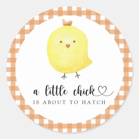 A little Chick is about to hatch Baby shower  Classic Round Sticker Little Chick Baby Shower Theme, Hatch Baby, Cartoon Chicken, Baby Shower Theme, Shower Design, Shower Party, Round Stickers, Baby Shower Parties, Baby Shower Themes