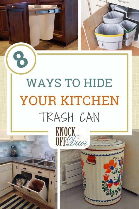 Trash is an inevitable byproduct of life. And it’s safe to assume that every home has at least one trash (and/or recycling) can.  Here are ways to spruce up your “rubbish” bin so that it can blend in with your decor! KnockOffDecor.com Trash And Recycle Bin Ideas Kitchen, Trash Can In Kitchen, Recycle Bin Ideas, Kitchen Trash Can Ideas, Hide Trash Cans, Kitchen Trash Can, Vintage Industrial Lighting, Hidden Kitchen, Kitchen Trash