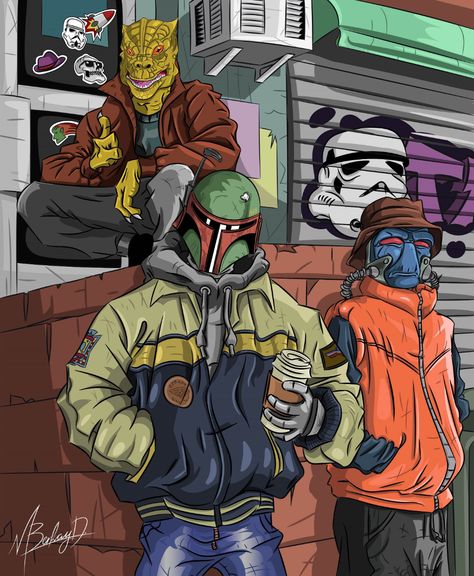 Bounty Hunters Street Style on Behance Syndicate Logo Design, Street Style Illustration, The Boondocks Cartoon, Hunter Street, Arte Ninja, Pizza Art, Black Panther Art, Bounty Hunters, Star Wars Concept Art