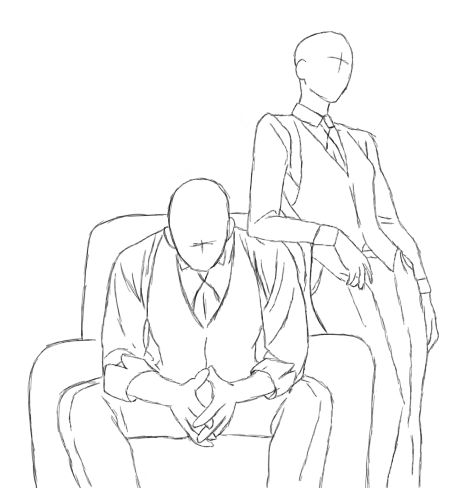 Not much else to say Bad Guy Poses Drawing Reference, 1 Person Drawing Base Male, Royal Drawing Poses, Anime Poses Two People, How To Draw Chairs, Sitting On Throne Pose Reference, Drawing Base 3 People, King Drawing Reference, Body Base Drawing Pose Reference 2 People