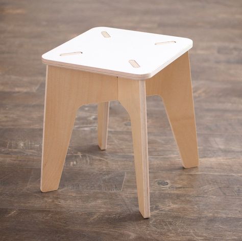 Description Sprout wooden kids stools are sturdy, durable, and made to last your family for years to come. Sized for growth, toddlers can use the wooden stools safely, and parents can comfortably sit and play with their kids. The quality Baltic birch material is strong, easy to clean, and gives a modern feel to the chi Kids Table Set, Plywood Design, Plywood Table, Classroom Seating, Cnc Furniture, Kids Stool, Flat Pack Furniture, Plywood Furniture, Stool Design