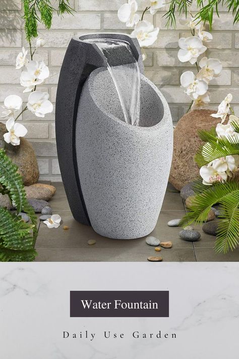 John Timberland Modern Outdoor Floor Water Fountain with Light LED 25" High Waterfall for Yard Garden, Home Patio, Dec Home. If you are looking for Water Fountain aesthetic, water falls garden, small garden water fall then this beautiful rock water fall (fountain) may be a better option. *For more water decor products, you can check my affiliate link. by which I'll earn commission. Modern Outdoor Fountains, Outdoor Waterfall Fountain, Exterior Balcony, Porch House, Water Fountain Design, Outdoor Waterfalls, Kolam Koi, Modern Fountain, Indoor Water Fountains