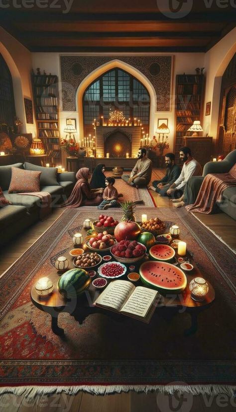 A cozy indoor setting highlighting the traditional elements of Yalda night. AI Generative Yalda Night, Pakistani Fancy Dresses, Linoleum, Background For Photography, Night Photography, Fancy Dresses, Beautiful Nature, Persian, Portal