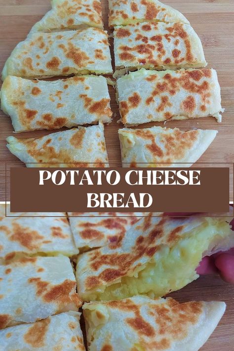 This cheese potato bread recipe is stuffed with mashed potatoes and mozzarella cheese cooked in frying pan Cheese Potato Bread, Potato Bread Recipe, Frying Pan Recipes, Cheese Potato, Cheese Bread Recipe, Potato Cheese, Healthy Lunch Snacks, With Mashed Potatoes, Potato Bread