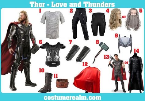 Dress Like Thor From Love & Thunder, Thor Costume 1 Love, Cosplay, Halloween Costume, Fancy Dress, Outfits Guide, Thor Costume Mens, Mighty Thor Costume, Diy Thor Costume, Thor Halloween Costume, Thor Halloween, Elizabeth Second, Valkyrie Costume, Diy Costumes Men, Marvel Masks