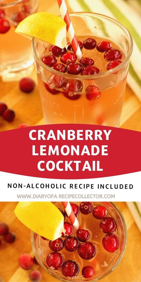 Cranberry Lemonade - An easy and refreshing holiday drink recipe.  Both a cocktail for a few and a large batch non-alcoholic punch recipe are included! Cranberry Lemonade, Cranberry Punch, Alcoholic Punch Recipes, Non Alcoholic Punch, Lemonade Punch, Frozen Cocktail Recipes, Alcoholic Punch, Pinterest Christmas, Holiday Baking Recipes