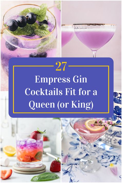 Collage of 4 empress gin cocktails. Empress Gin Cocktail, Empress Gin, Gin Drink Recipes, Best Gin Cocktails, Gin Sour, Birthday Cocktails, Gin Recipes, Best Gin, Lemonade Cocktail