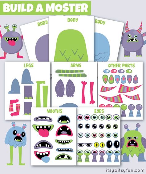 Free Printable Build a Monster Fun Activity for Kids Build A Monster, Monster Activities, Vip Kid, Monster Theme, Monster Birthday, Monster Party, Halloween Activities, Fun Activities For Kids, Online Teaching