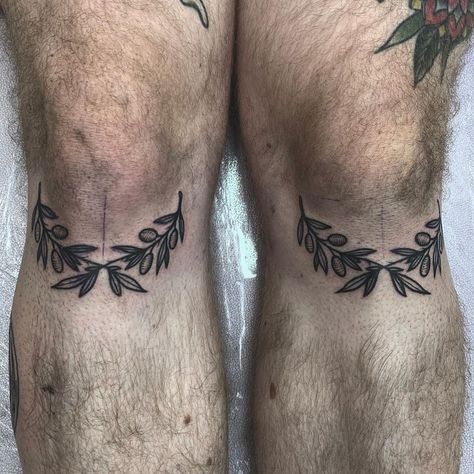 Knee Vine Tattoo, Lower Knee Tattoo, Matching Knee Tattoos, Knee Frame Tattoo, Top Of Knee Tattoo, Under Knee Tattoo, Kneecap Tattoo, Knee Cap Tattoo, Above Knee Tattoo