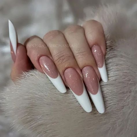 Nail Length Chart, Long French Tip Nails, Nail Shape Chart, Long French Nails, Baby Boomers Nails, Fancy Nail Art, Nails Shape, Punk Nails, Long Nail Designs