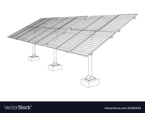 Solar Panel Drawing, Solar Panel Roof Design, Solar Panels Architecture, Axonometric Drawing, Thermal Design, Solar Panels Roof, Photovoltaic Panels, Wire Frame, Roof Design