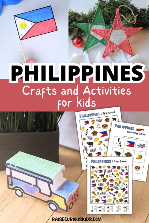 Philippines Crafts and Activities for Kids - Raise Curious Kids Multicultural Crafts For Kids, Culture Crafts For Preschool, Cultural Crafts For Kids, Multicultural Activities For Kids, Thailand Crafts For Kids, Philippines Crafts For Kids, All Around The World Crafts For Kids, Filipino Parol Craft For Kids, Filipino Crafts For Kids