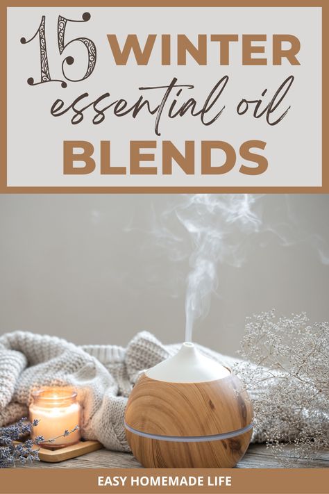 These fifteen winter essential oil blends are easy recipes you can make at home throughout the holiday season. From crisp and fresh to warm and cozy, you’ll celebrate with the best scents for this time of the year. Use them as festive winter diffuser blends or in your homemade gift ideas or craft projects. Winter Aromatherapy Blends, Winter Essential Oil Blends For Diffuser, Holiday Essential Oil Diffuser Blends, Peppermint Blends For Diffuser, Diffuser Blends For Christmas, Cozy Home Essential Oil Blends, Essential Oil Recipes Christmas, Winter Scents Essential Oils, Holiday Oil Diffuser Blends