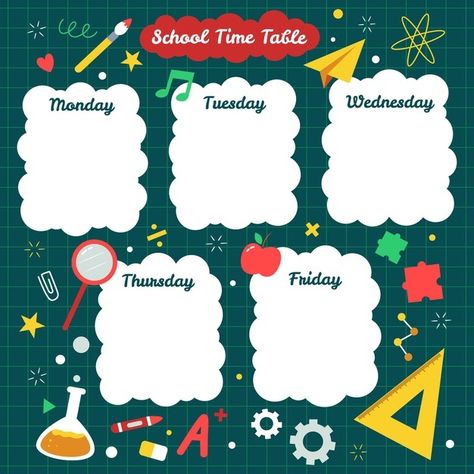 Flat back to school timetable template Free Vector Creative Time Table For School, School Time Table, Chart Design For School, Time Table Design School Chart, Time Table Design, Back To School Templates, Time Table, Timetable Design, Class Timetable