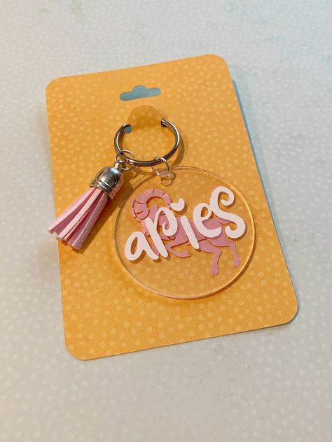 Aries Acrylic Keychain Acrilyc Keychain Cricut, Notebook Design Diy, Acrylic Key Chains, Tassel Key Chain, Mirror Keychain, Photoshop Tutorial Graphics, Keychain Ideas, Keychain Craft, Party Topper