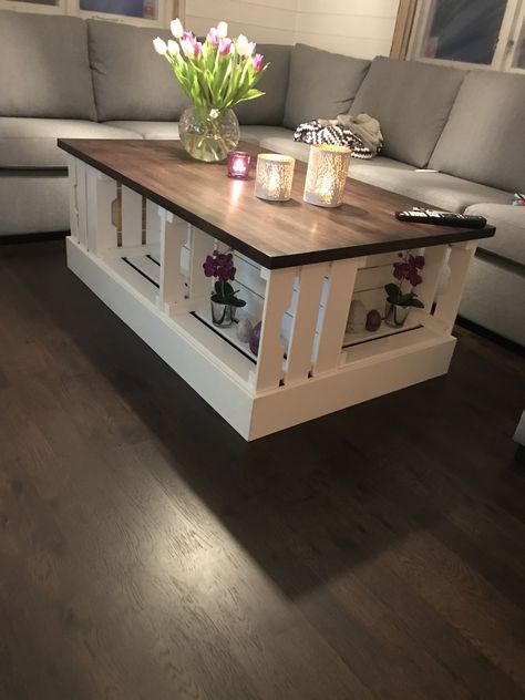 Wood Crate Coffee Table Diy, How To Elevate Your Home, Wood Crate Ideas Diy Projects, Crate Table Diy, Crate Coffee Table Diy, Wood Crate Coffee Table, Crate Crafts, Crate End Tables, Crate Coffee Table