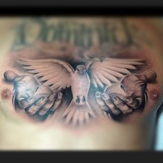 Open Hands Tattoo, Christus Tattoo, Hand Tattoo Images, Dove Tattoos, Hands Tattoo, Dove Tattoo, Sick Tattoo, God Tattoos, Religious Tattoo