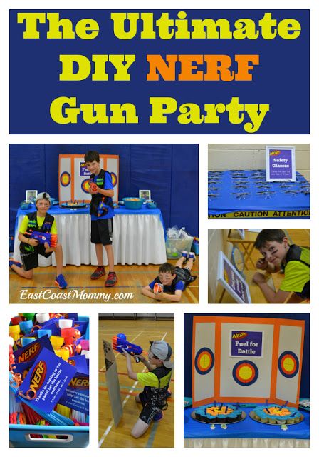 Nerf Games Indoor, Nerf Targets Diy, Diy Nerf Party, Nerf Party Food, Nerf Birthday Party Ideas, Indoor Party Games, Nerf Games, Indoor Birthday Parties, Sleepover Party Games