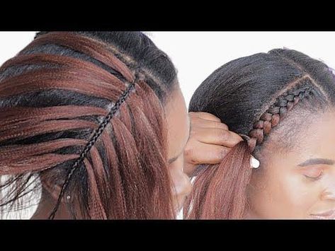 Braided Styles For Black Women Natural Hair, Cornrows And Afro Puffs, Feed In Braids Short Hair, Cornrow Base For Crochet, Beginner Feed In Braids, Cornrows With Added Hair, Easy Feed In Braids Hairstyles For Beginners, Beginner Braids Natural Hair, Crochet Cornrows Braids