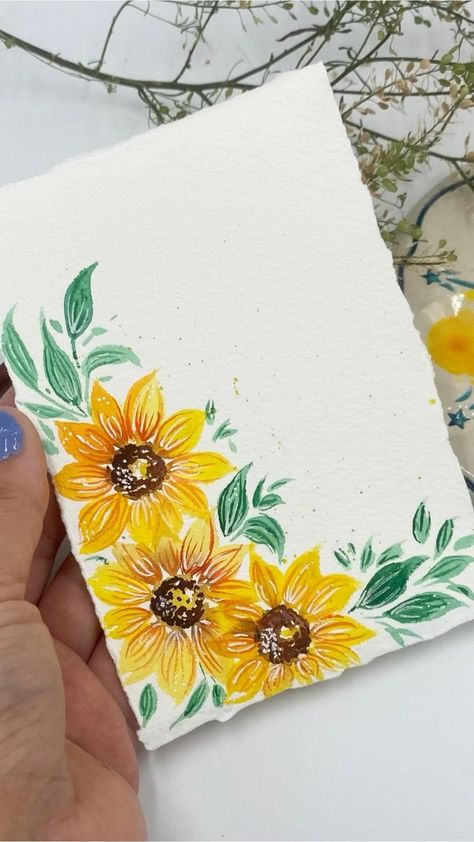 Painting On Canvas For Beginners, Painting Flowers Tutorial, Diy Watercolor Painting, Painting Flower, Watercolor Flower Art, Sunflower Painting, Watercolor Art Lessons, Watercolor Sunflower, Diy Canvas Art Painting