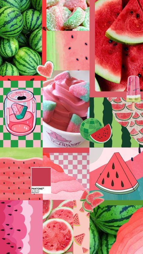 Collages Aesthetic, Watermelon Background, Watermelon Wallpaper, College Wallpaper, Baby Blue Wallpaper, Frozen Wallpaper, Watermelon And Lemon, Green Watermelon, Iphone Wallpaper Stills