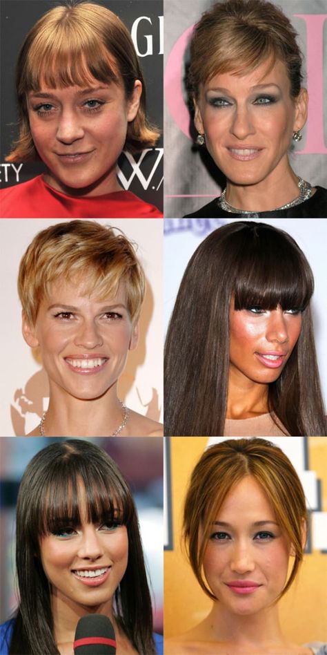 The Best (and Worst) Bangs for Long Face Shapes | The Skincare Edit Bangs For Long Face, Hairstyles Long Bob, Rectangle Face Shape, Big Chop Hairstyles, Oblong Face Hairstyles, Hairstyles Bangs, Oblong Face Shape, Rectangle Face, Straight Across Bangs