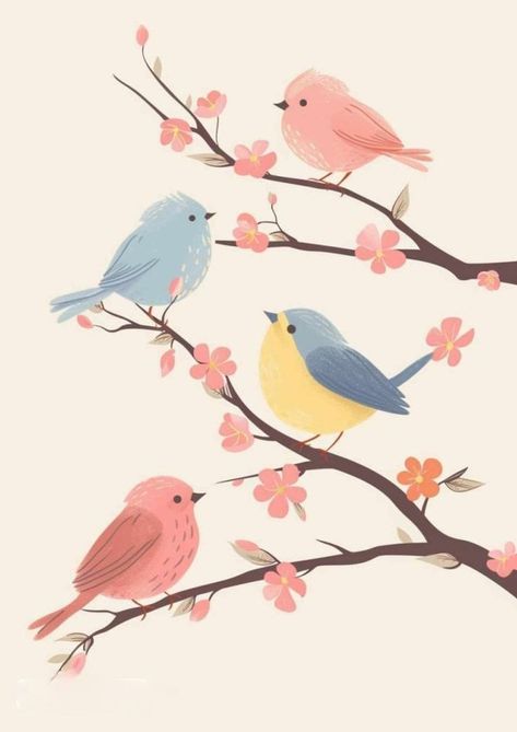 Drawing Prompts Animals, Spring Drawings Ideas, Cute Bird Drawing Simple, Spring Drawings Ideas Art, Spring Season Drawing, Spring Drawing Ideas, Spring Drawings, Cute Animal Wallpapers, Printable Spring Coloring Pages