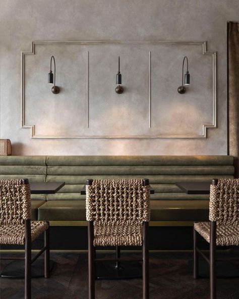 LightCo on Instagram: "The newly opened @thebanya_mullumbimby features the Madame wall light by @ilfanale in the bar and dining room. Il Fanale's pre-aged finishes work beautifully the velvety sheen of the walls. Time to start planning our next holiday...⁠ ⁠ Interior design: @style_agenda" Il Fanale Lighting, European Bar Design, Light Feature Wall, Baxter Building, Hallway Seating, Summer Story, Material Textures, Food Hall, Design Del Prodotto