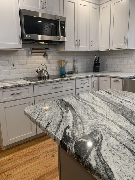 Silver Cloud Granite, Silver Cloud Granite Countertops, Grey Granite Countertops, White Cabinets White Countertops, Kitchen Ideas Dark Cabinets Espresso, Espresso Kitchen, Grey Kitchen Designs, Classy Kitchen, Kitchen Ideas Dark Cabinets