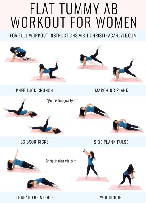 Ab Workout for Belly Fat - Burn calories and target your abs with this quick core workout for women. https://christinacarlyle.com/belly-fat-ab-workout/ Excersises For Lower Belly, Belly Excersises For Women, Konmari Checklist, Ab Blast, Christina Carlyle, Burpee Workout, Core Workout Routine, Workout Instructions, Workouts For Women