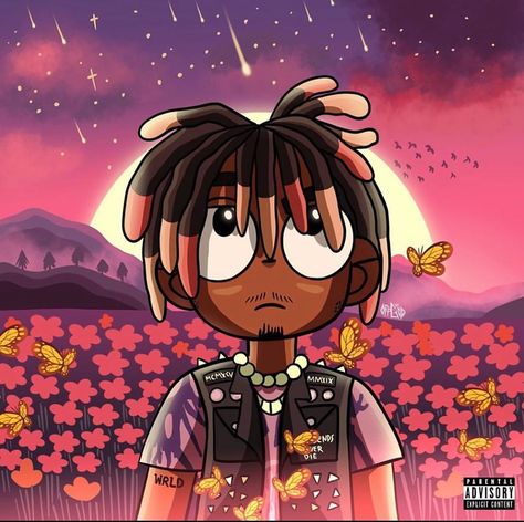 Ethan’s Instagram profile post: “only 5 songs in but this shit is STARIGHT fire  Artist: @yalocaloffgod  #juicewrld” Anime Album Cover, Cartoon Cover Art, Full Hd 4k, Lock Screens, Album Cover Design, Cover Art, Juice, Resolution, Wallpapers